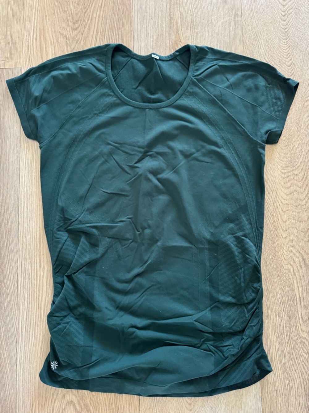 Athleta Short Sleeve Seamless Ruched Top Hunter Green Large